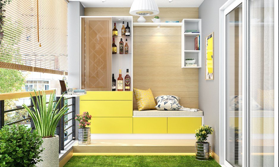 House balcony design with a smart bar unit